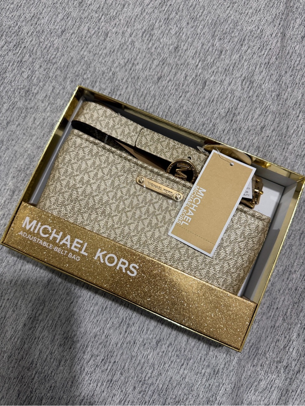 Michael Kors Gold Metallic Signature Belt Bag